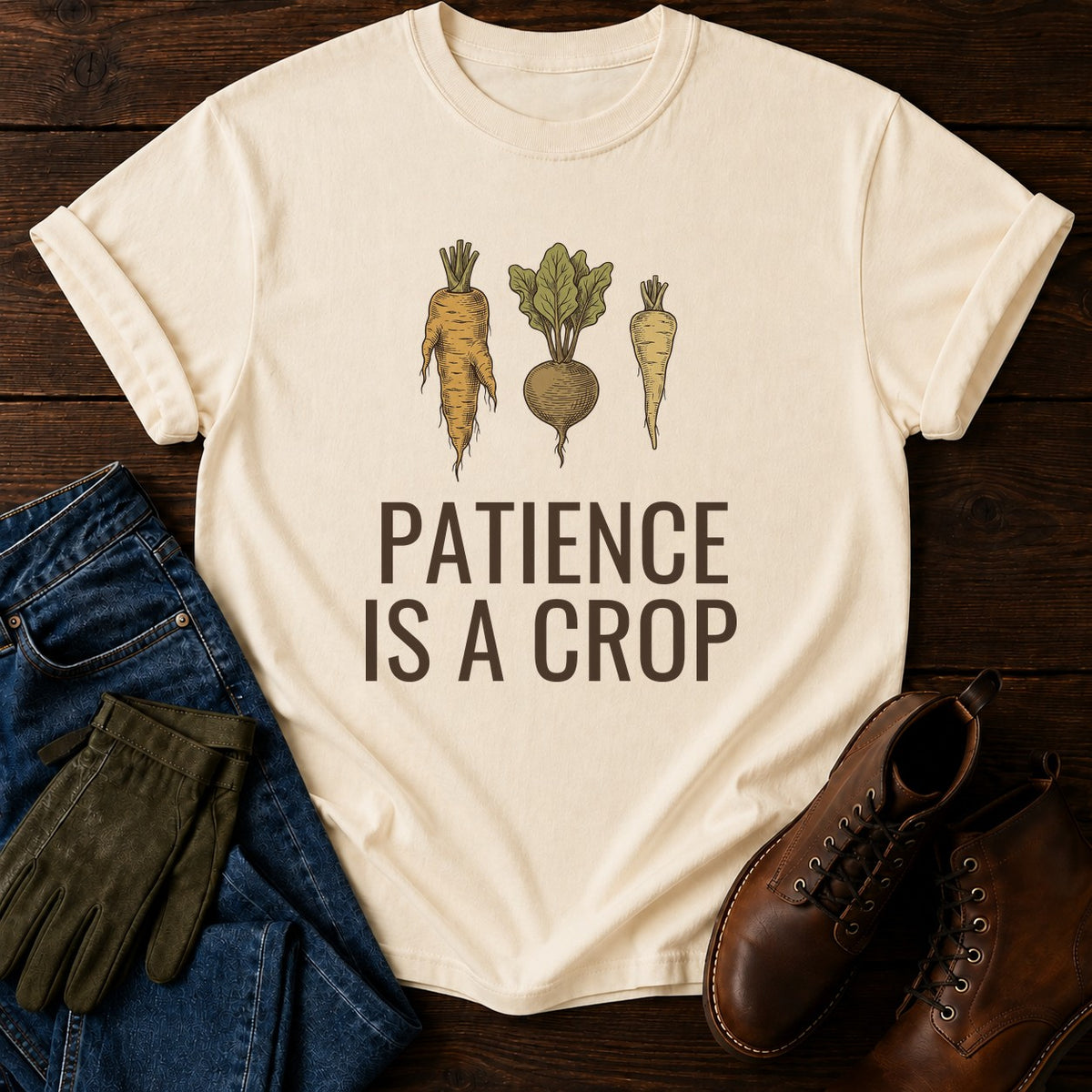 Patience Is A Crop T-Shirt — Ivory