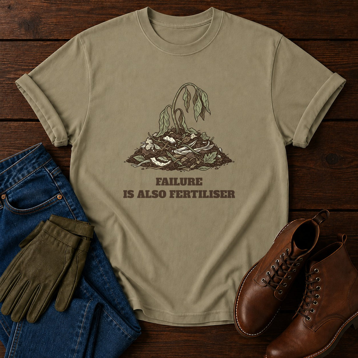 Also Fertiliser T-Shirt — Khaki