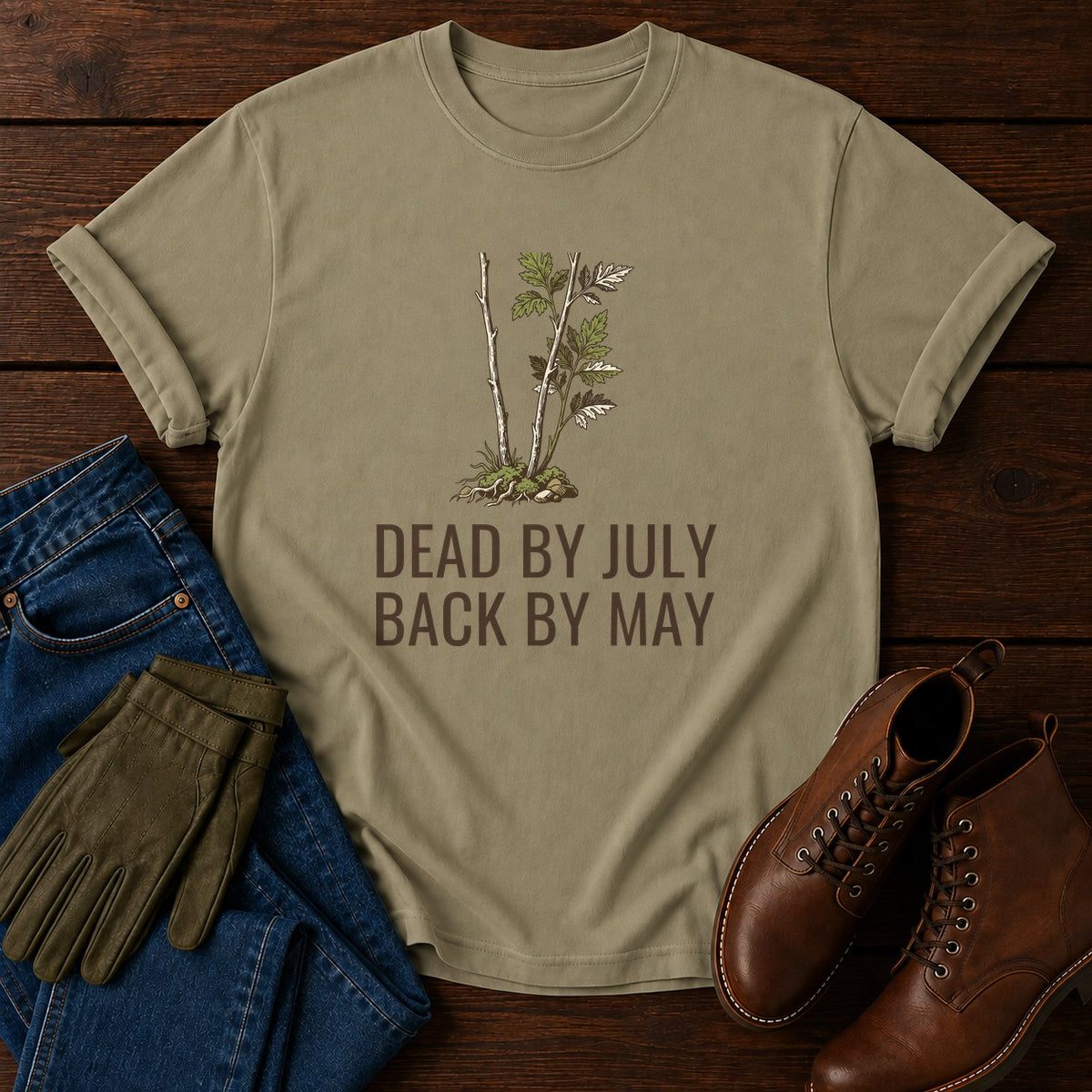 Back By May T-Shirt — Khaki