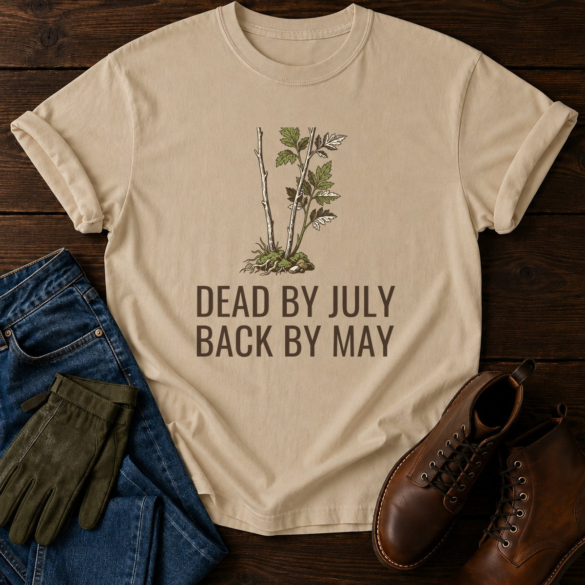 Back By May T-Shirt — Sandstone