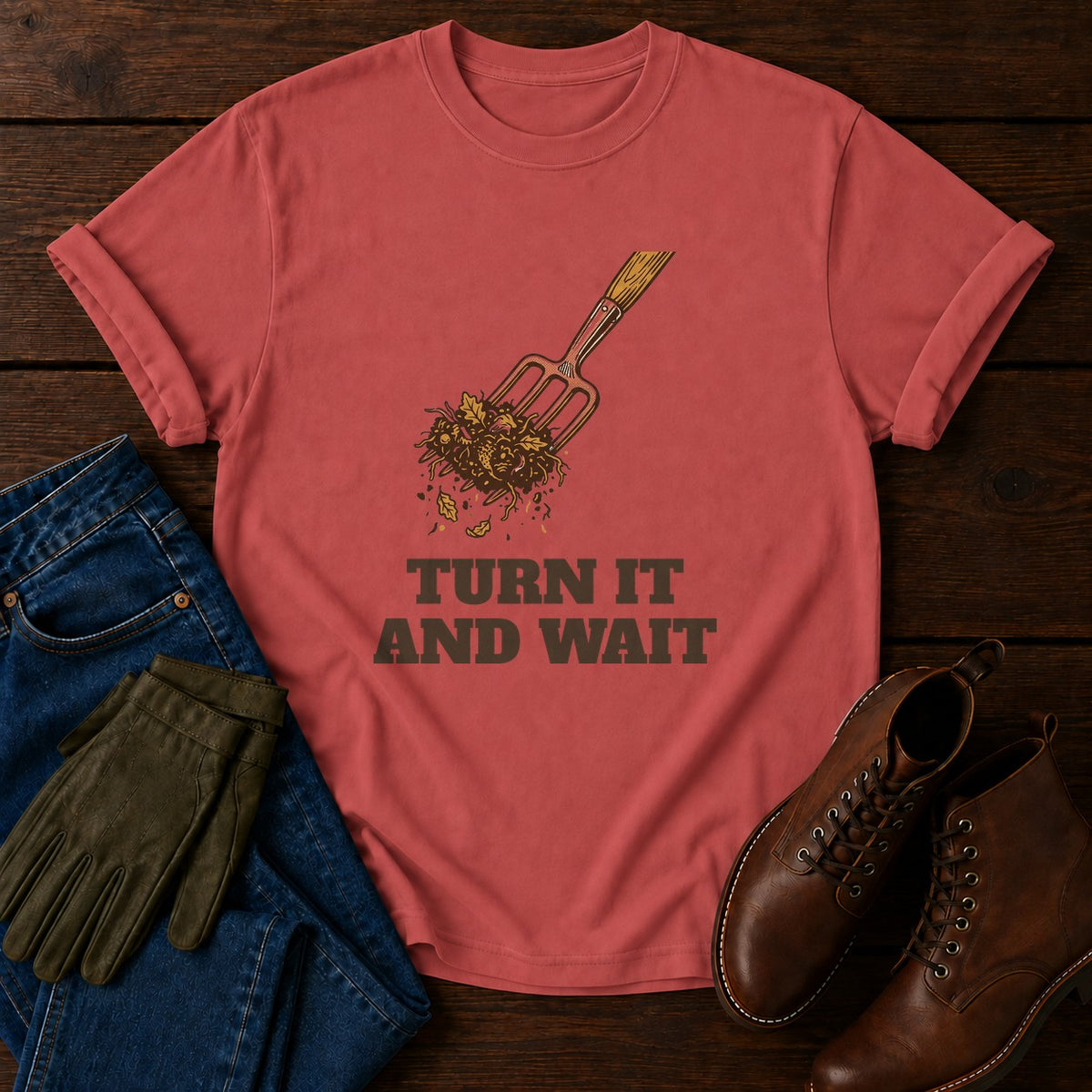 Turn It And Wait T-Shirt — Crimson