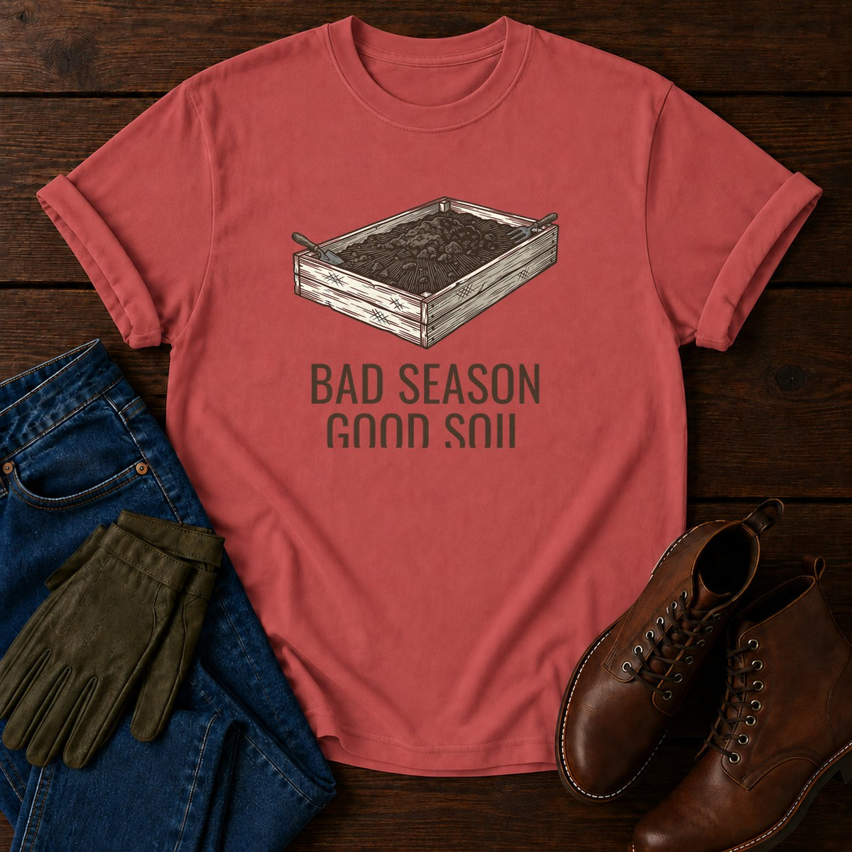 Bad Season Good Soil T-Shirt — Crimson