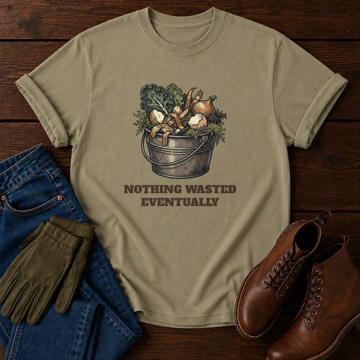 Nothing Wasted T-Shirt — Khaki