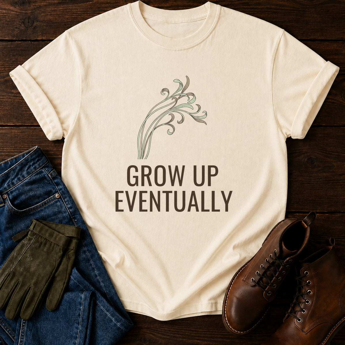 Grow Up Eventually T-Shirt — Ivory