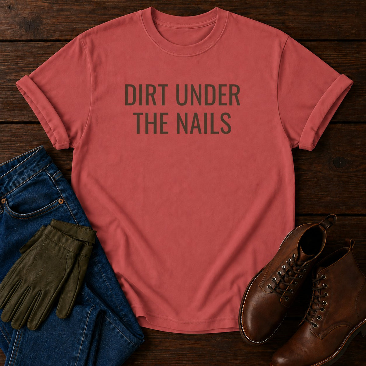 Dirt Under The Nails T-Shirt — Crimson