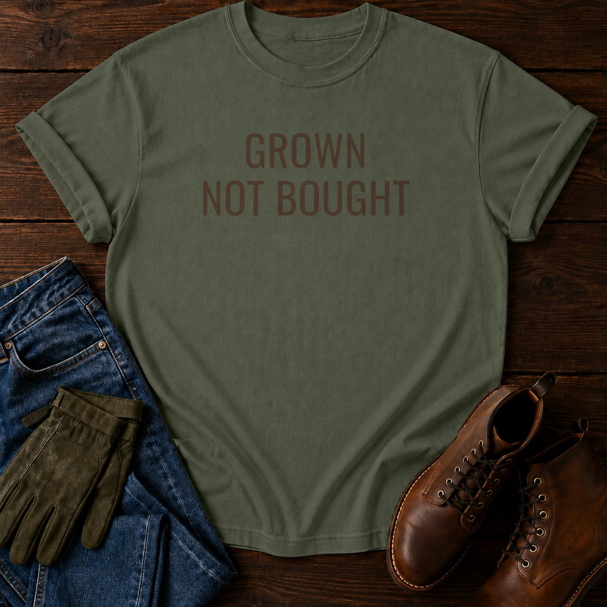 Grown Not Bought T-Shirt — Moss
