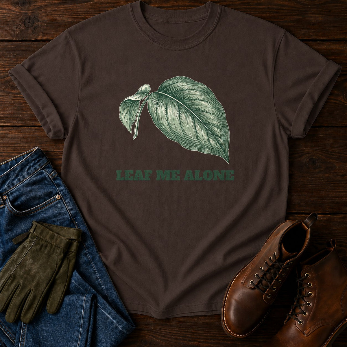 Leaf Me Alone T-Shirt — Espresso