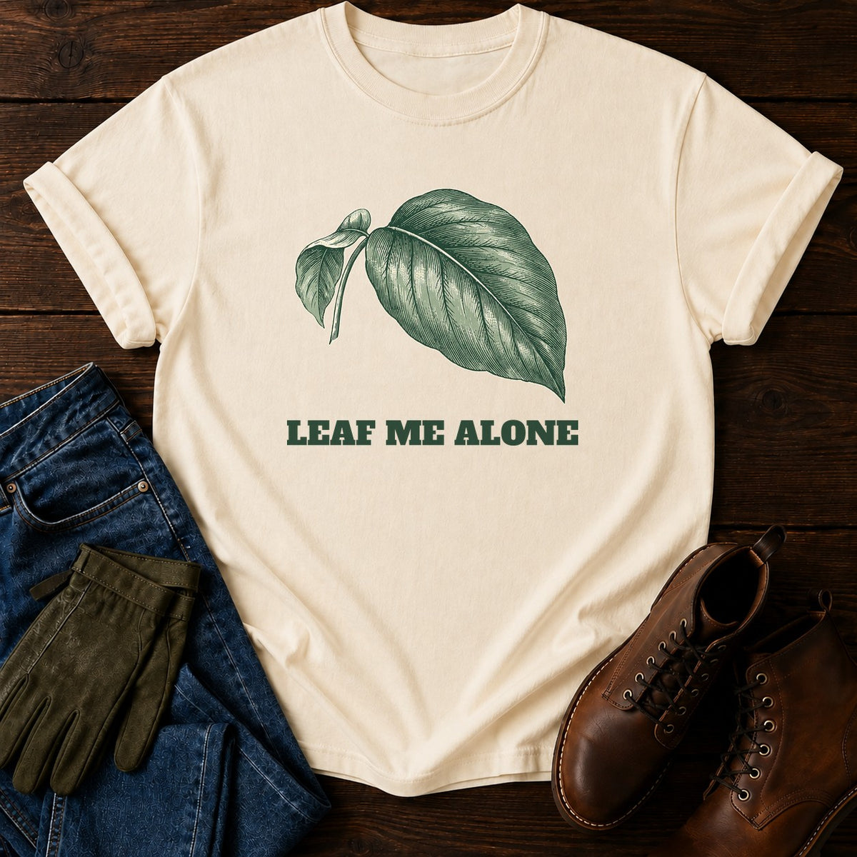 Leaf Me Alone T-Shirt — Ivory