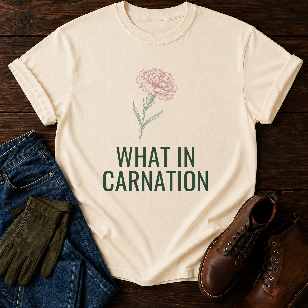 What In Carnation T-Shirt — Ivory