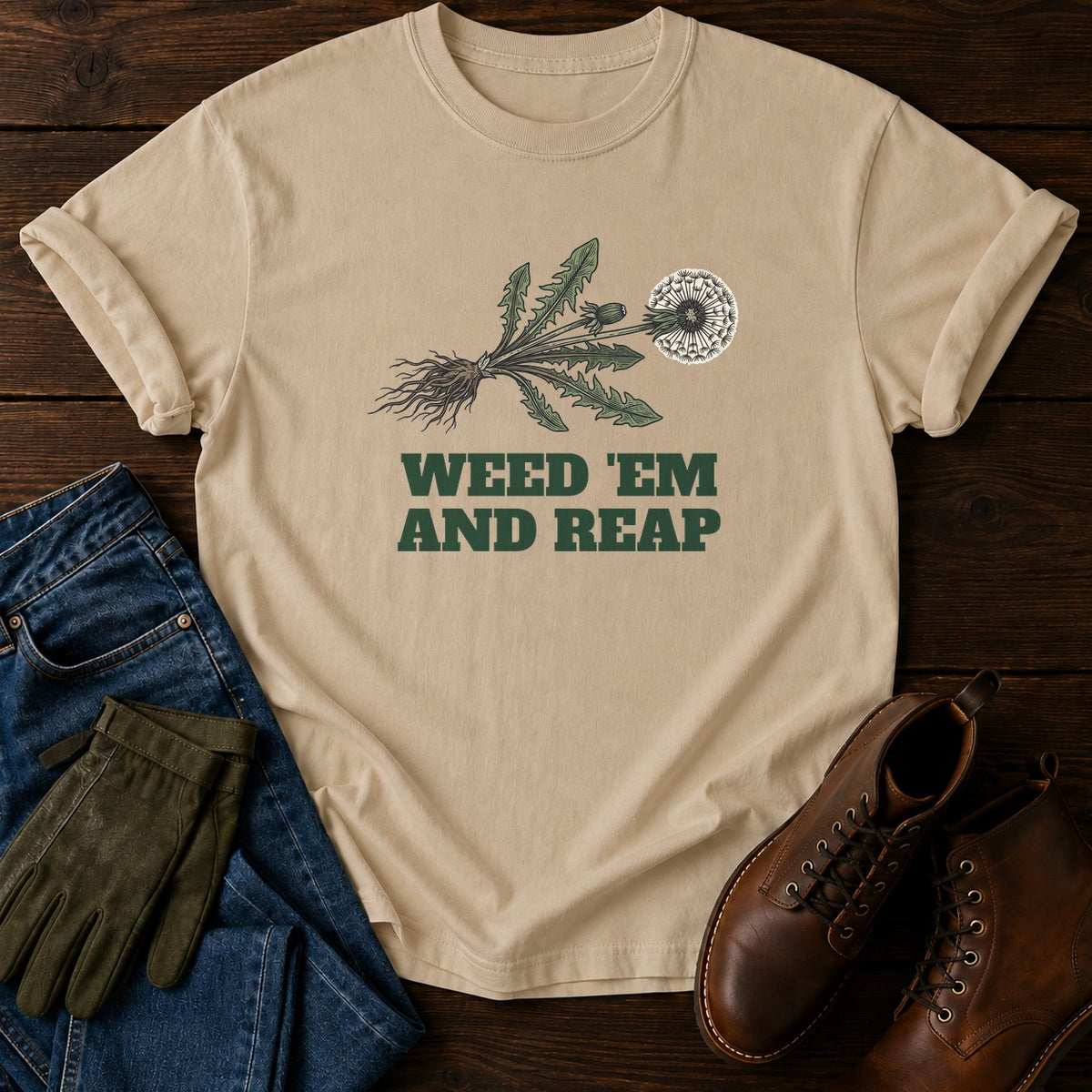 Weed Em And Reap T-Shirt — Sandstone