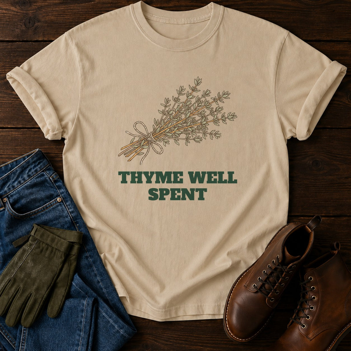 Thyme Well Spent T-Shirt — Sandstone