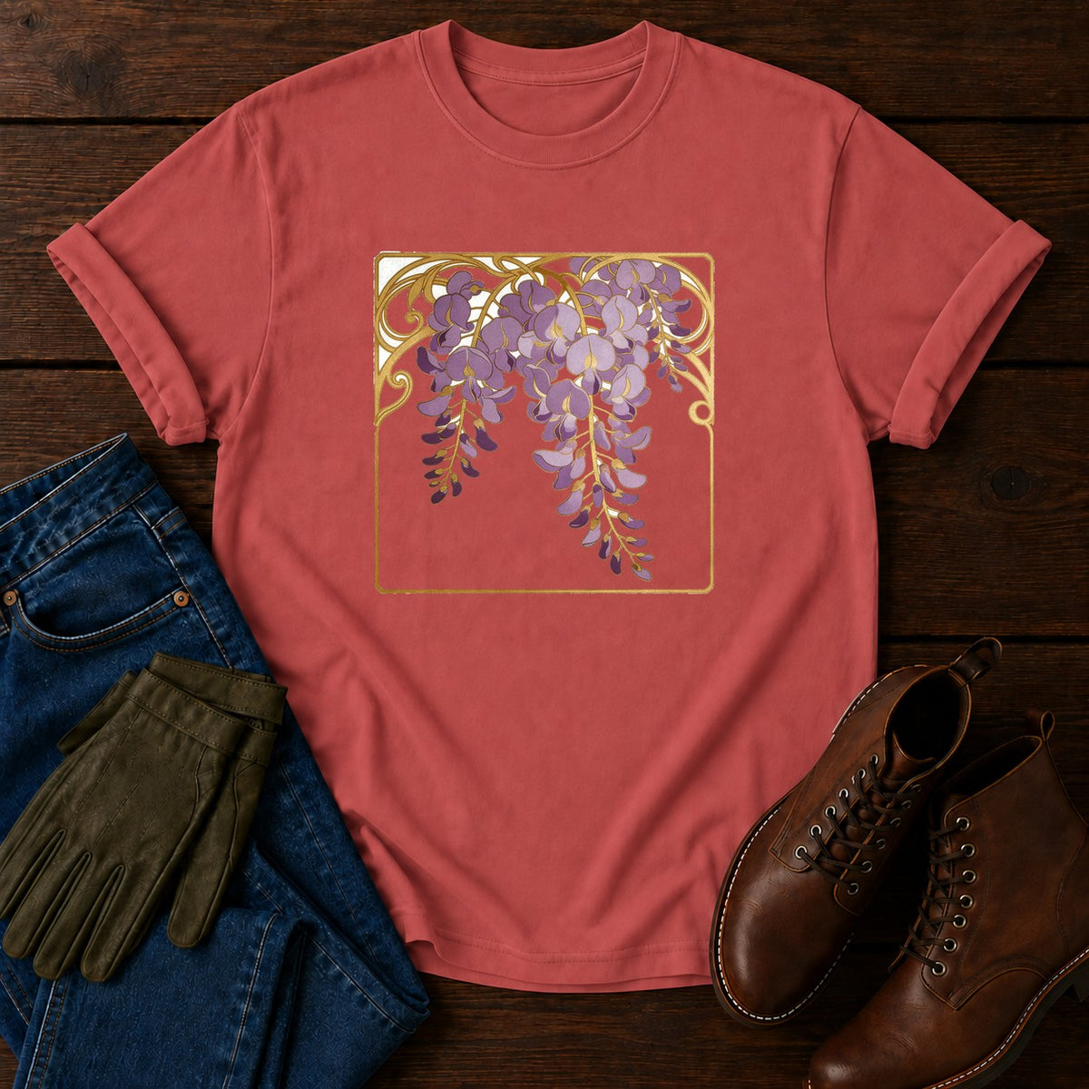 Nouveau Wisteria T-Shirt — Crimson