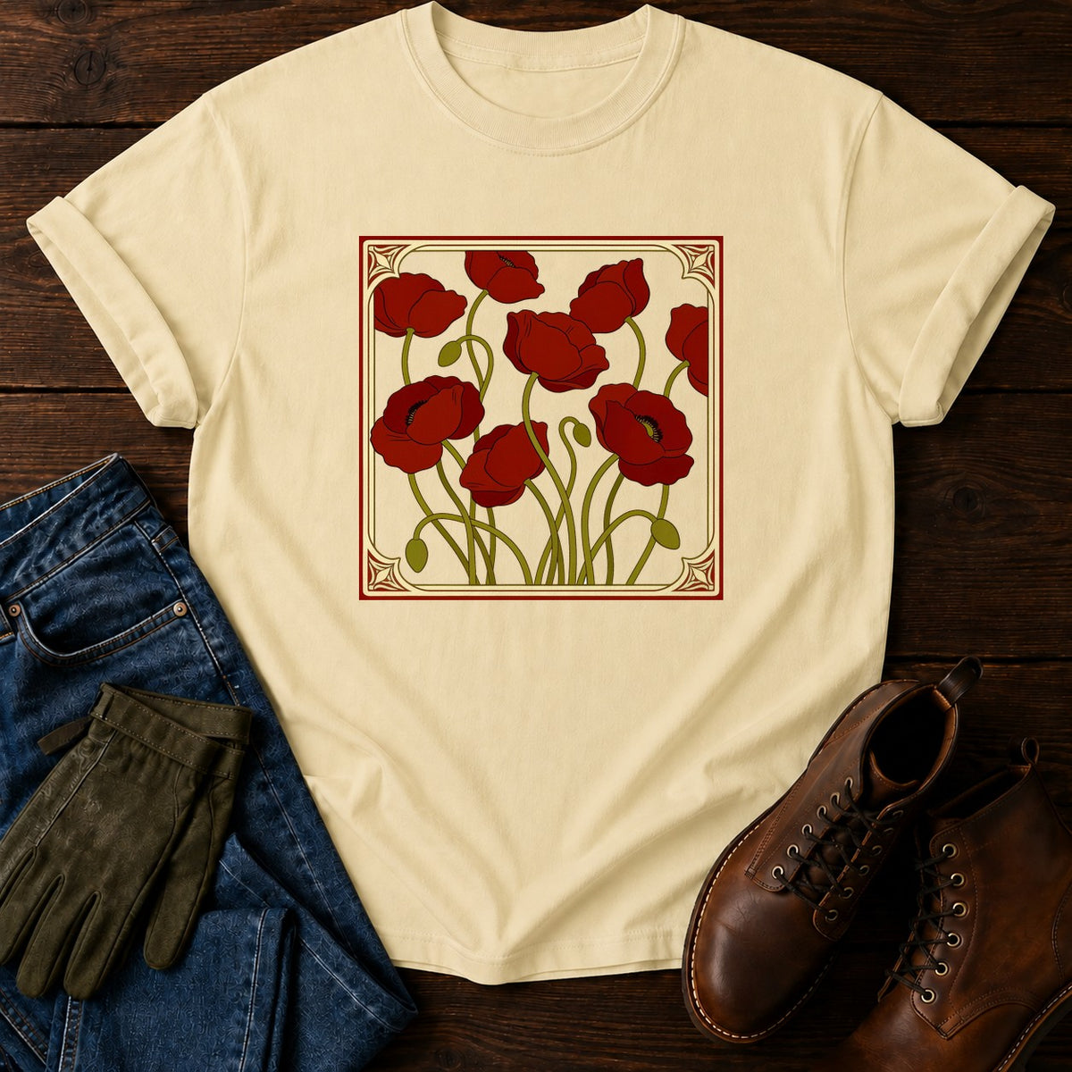 Nouveau Poppy Panel T-Shirt — Butter