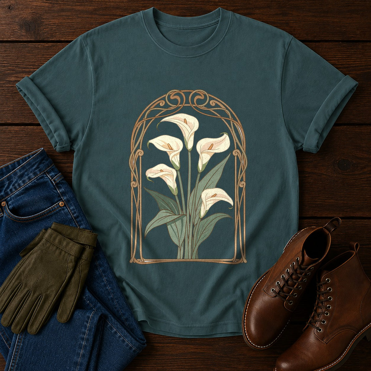 Nouveau Lily Arch T-Shirt — Blue Spruce