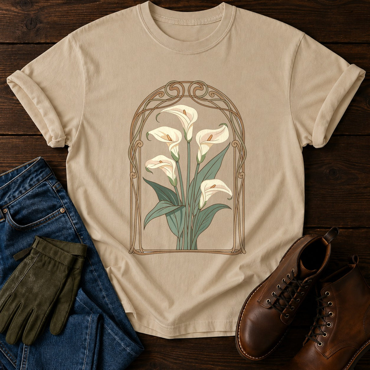 Nouveau Lily Arch T-Shirt — Sandstone