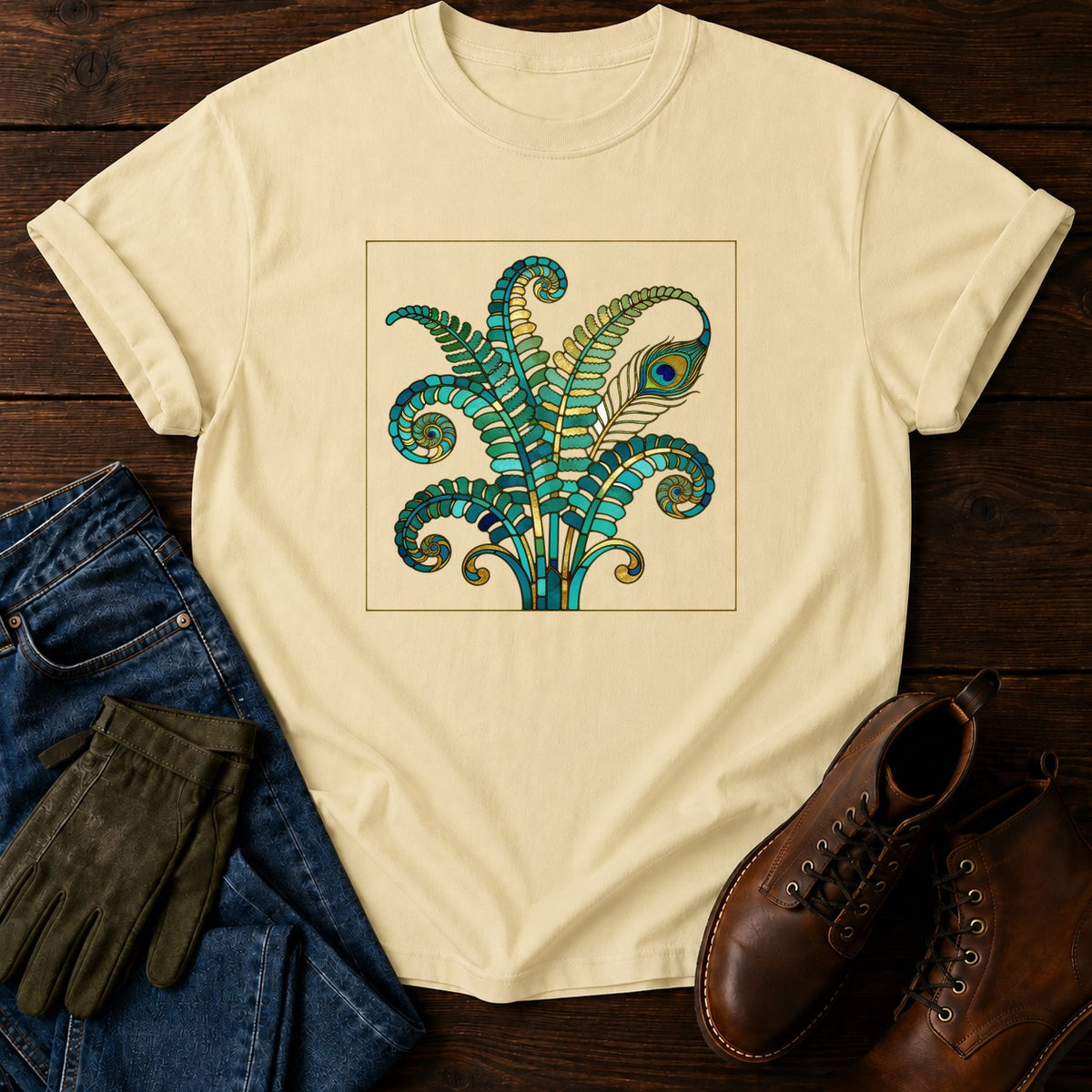 Nouveau Peacock Fern T-Shirt — Butter