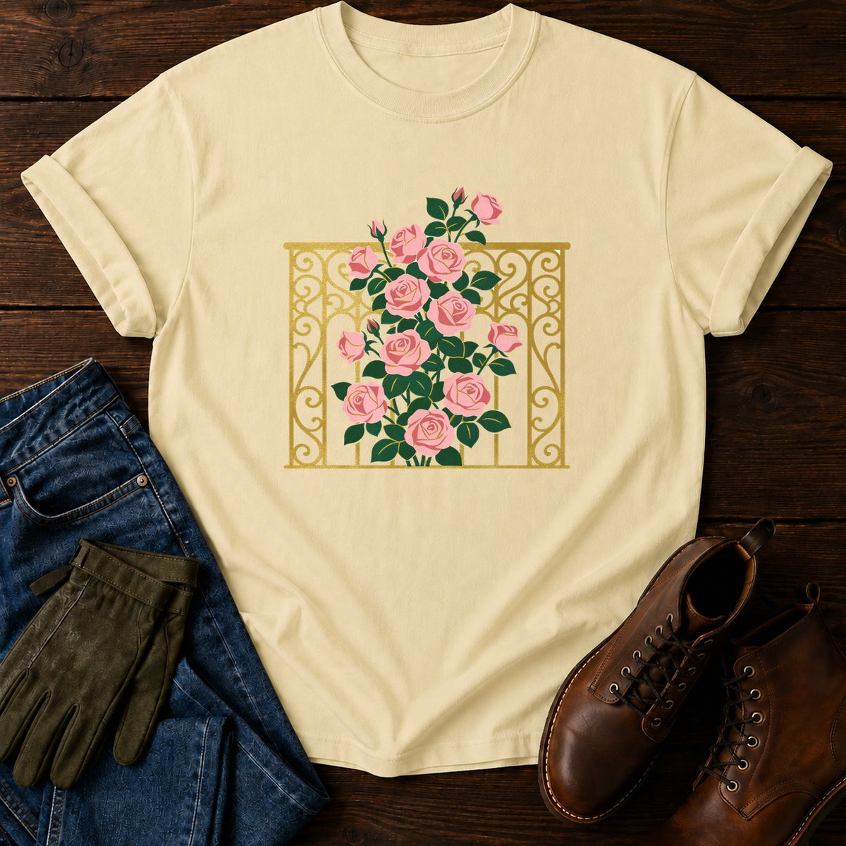 Nouveau Rose Trellis T-Shirt — Butter