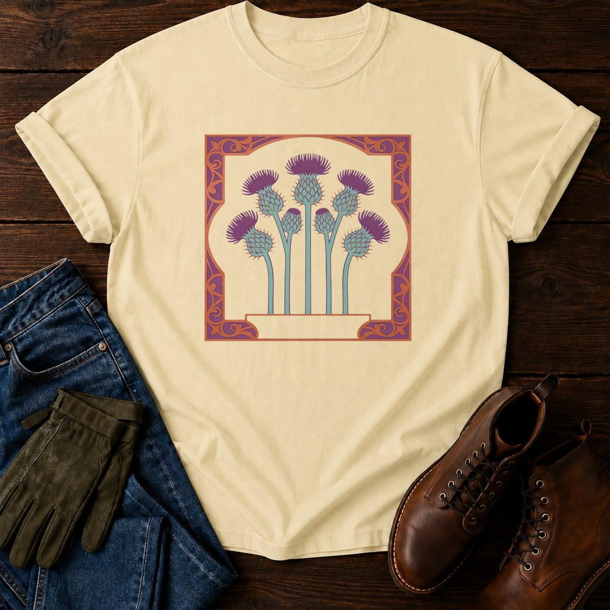 Nouveau Thistle Panel T-Shirt — Butter