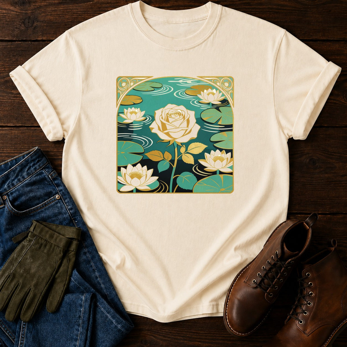 Nouveau Water Lily T-Shirt — Ivory