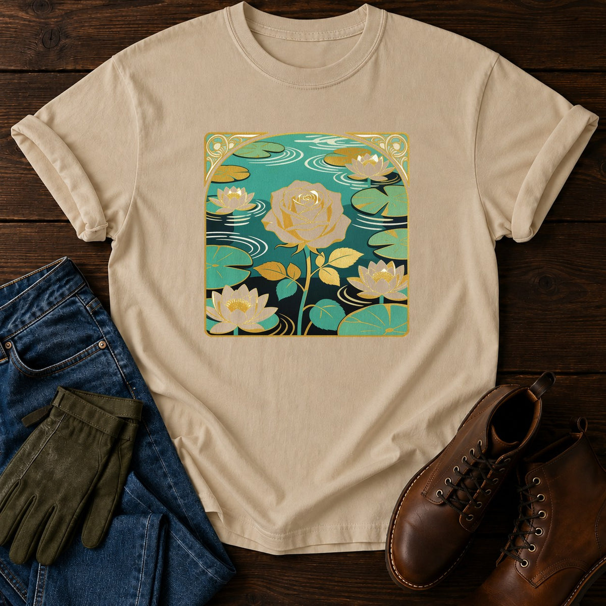 Nouveau Water Lily T-Shirt — Sandstone