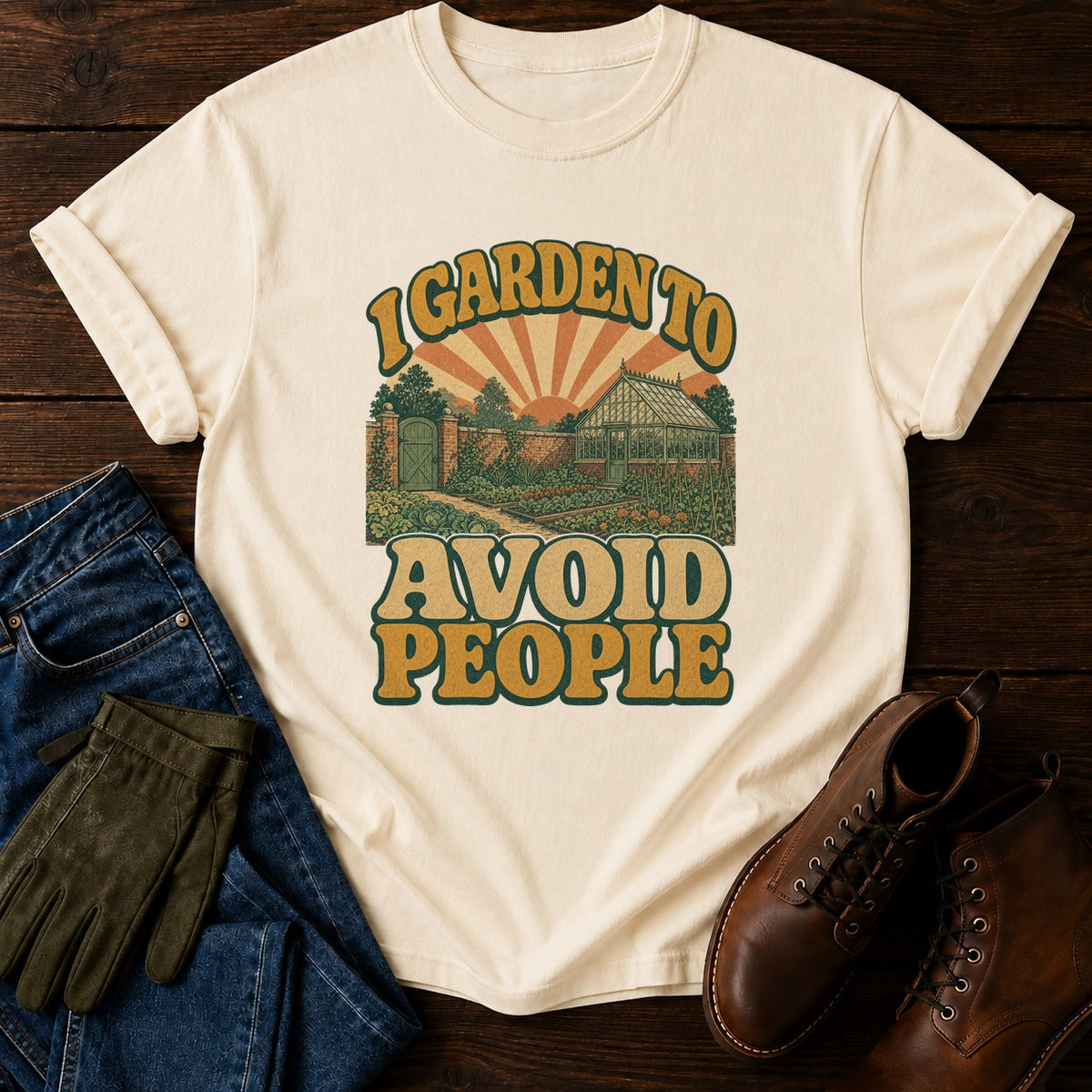 I Garden To Avoid People T-Shirt — Ivory