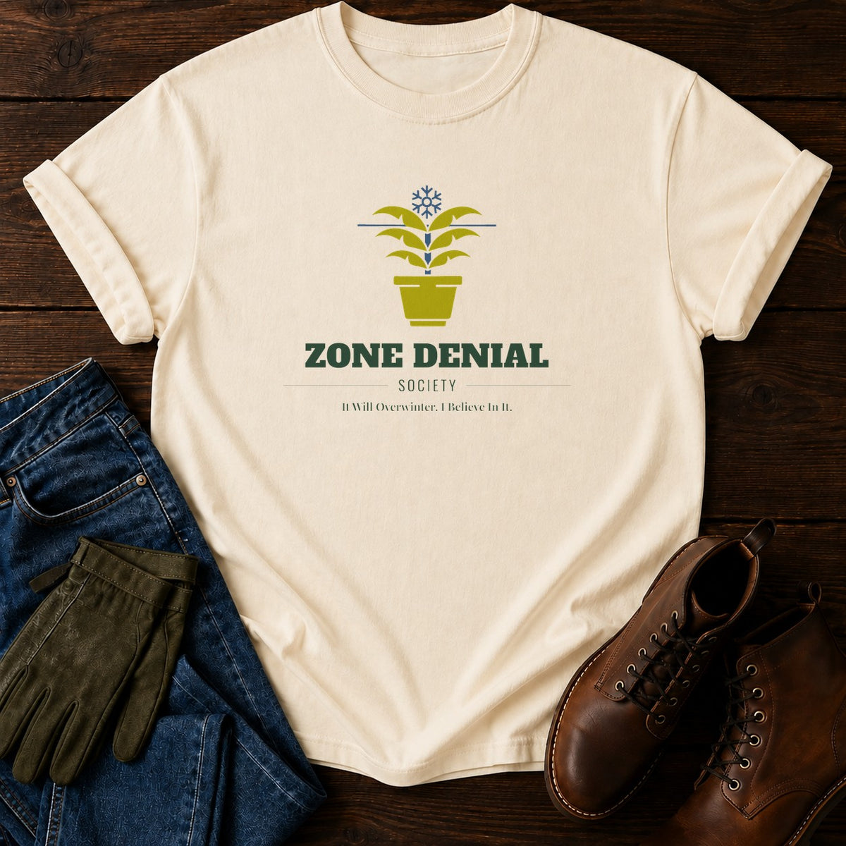 Zone Denial Society T-Shirt — Ivory