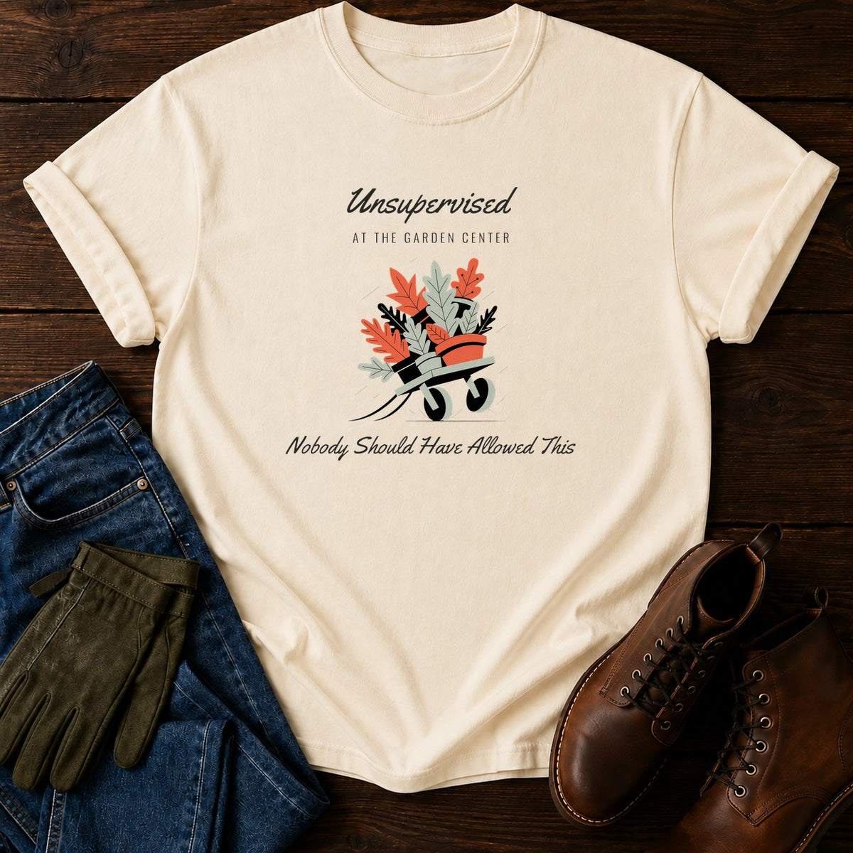 Unsupervised At The Garden Center T-Shirt — Ivory