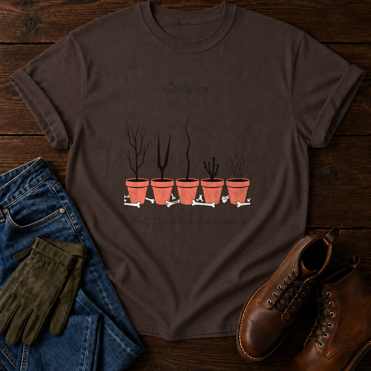 Certified Plant Killer T-Shirt — Espresso