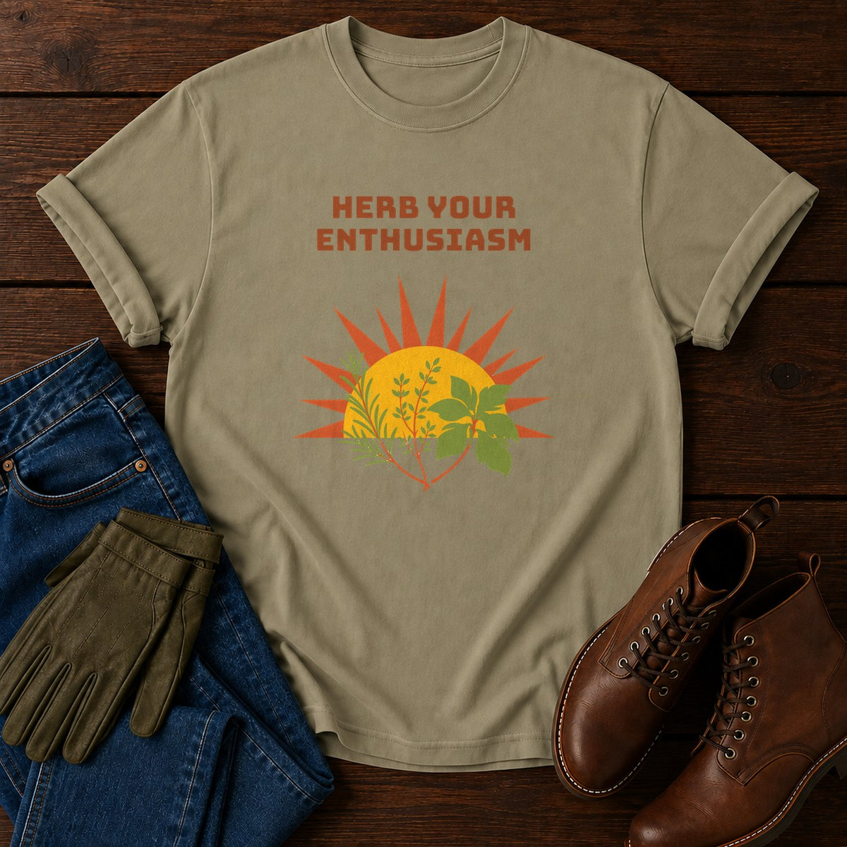 Herb Your Enthusiasm T-Shirt — Khaki