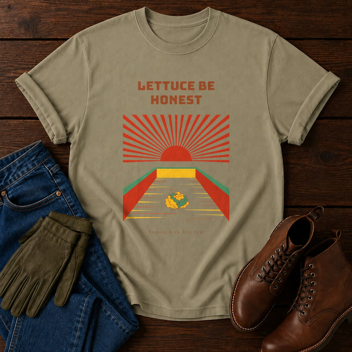 Lettuce Be Honest T-Shirt — Khaki