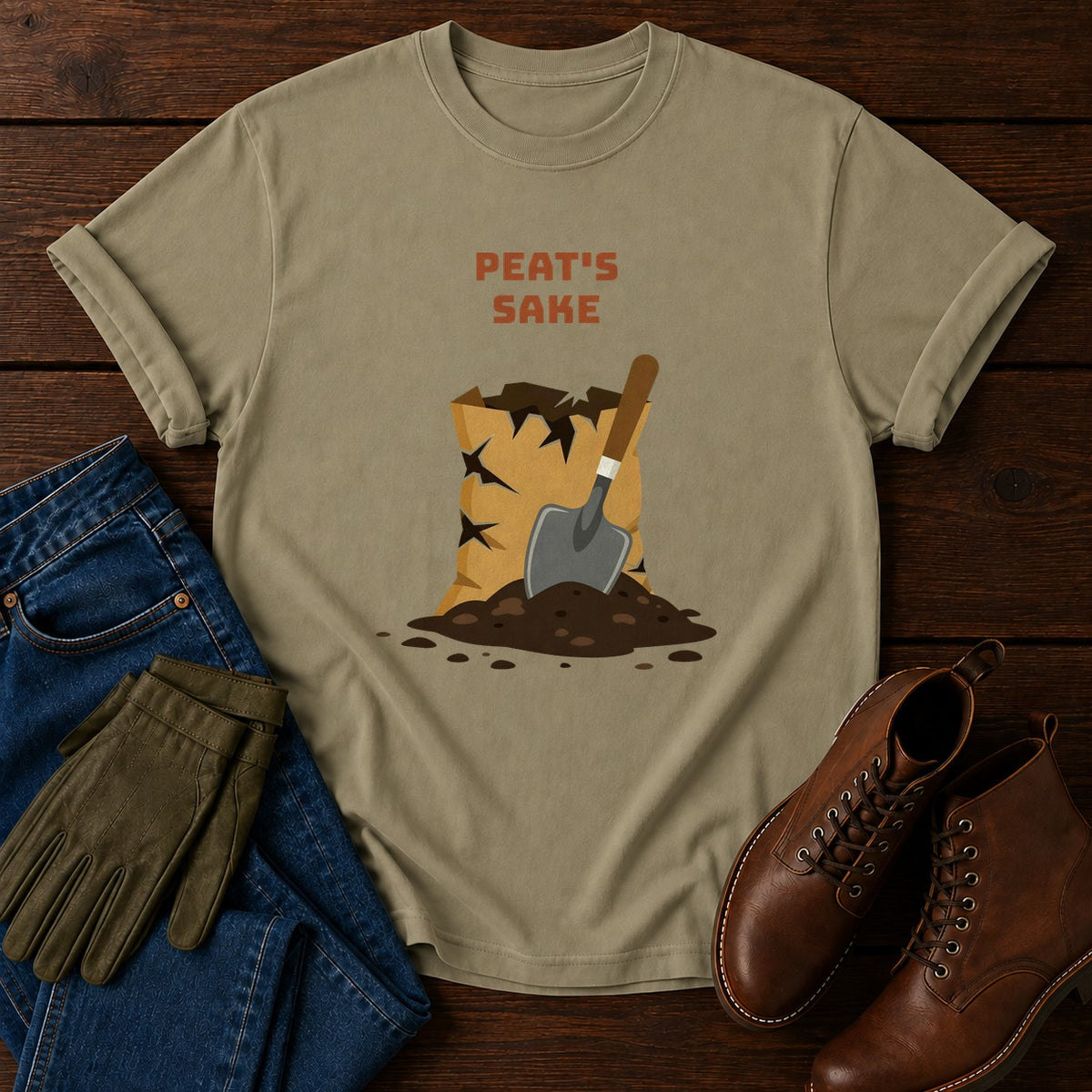 Peat's Sake T-Shirt — Khaki